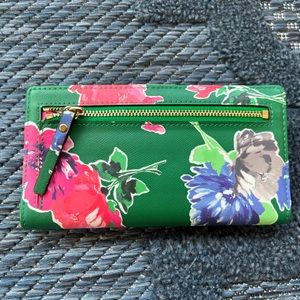 Kate Spade Green Floral Bloom Bifold Snap Wallet